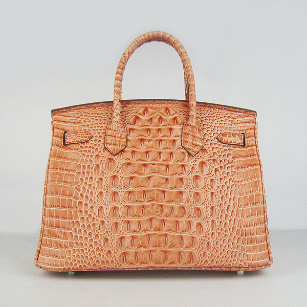 Replica Hermes Birkin 30CM Crocodile Head Veins Bag Orange 6088 On Sale